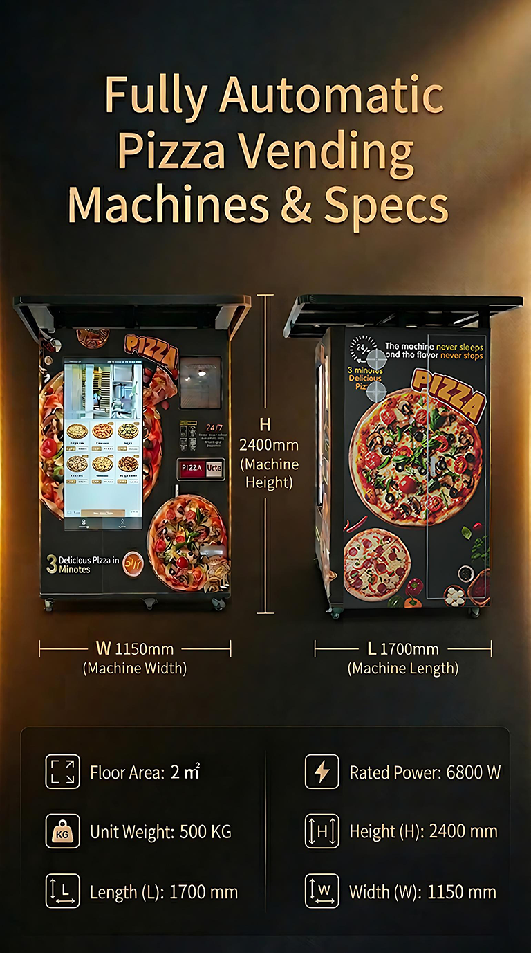 NOVA pizza vending machine dimensions size and technical data