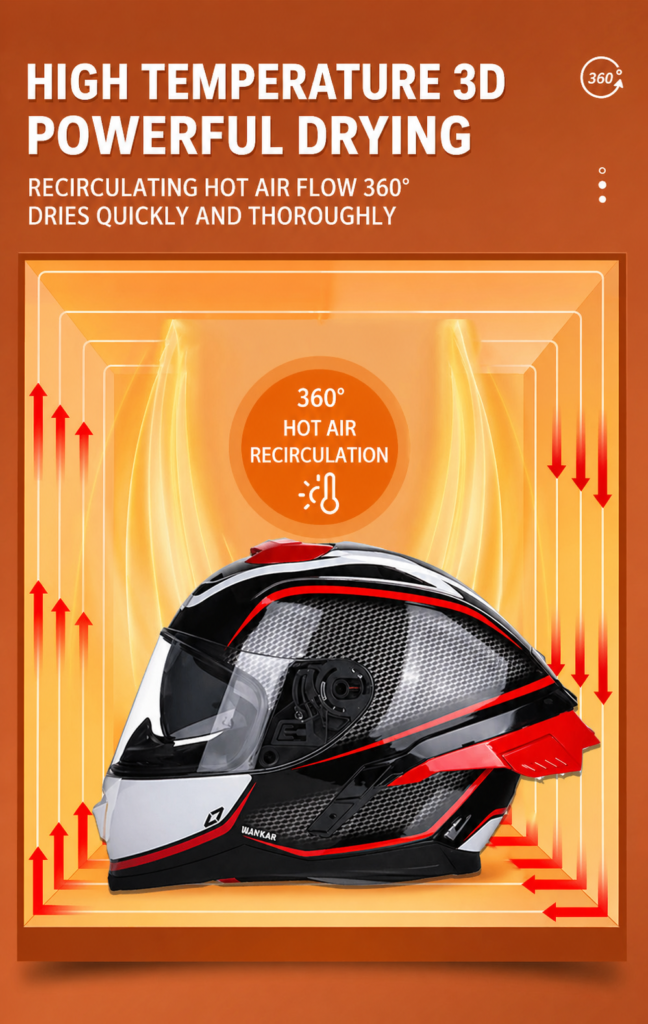 Nova Vending helmet cleaning machine with 3D hot air drying and 360-degree recirculating airflow