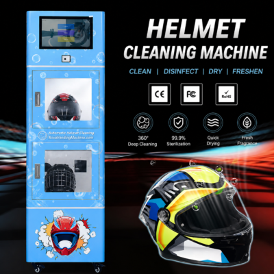 Nova Vending helmet cleaning vending machine main product image for automatic helmet cleaning, disinfecting, drying, and freshening