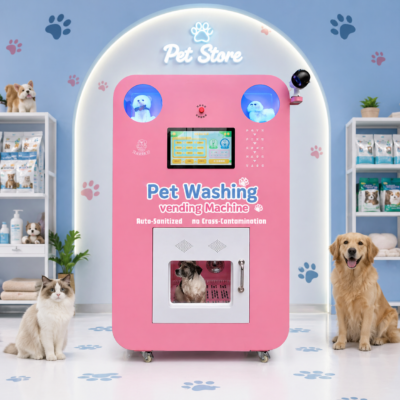 Nova Vending pet washing vending machine in pet store with cats and dogs for self-service pet grooming